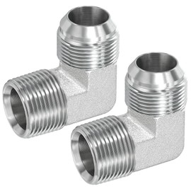 PATIKIL 90 Degree Pipe Adapter, 1-5/16" Male 37° Flare JIC x 1" BSPT Male Connector Carbon Steel Elbow Fitting for Air Hydraulic Fluid Fuel Water Oil, Silver