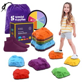 Special Supplies Mountain Shaped Stepping Stones for Kids Indoor and Outdoor Balance Blocks Promote Coordination, Balance, Strength Child Safe Rubber, Non-Slip Edging (Multi-Color, 6)