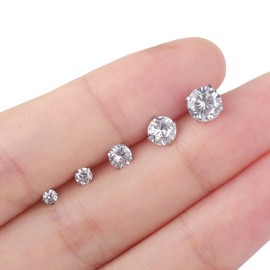 6 Pairs 14K Cubic Zirconia Stud Earrings for Women Men 20G Flat Screw Back Earrings 316L Stainless Steel Cartilage Earrings Hypoallergenic Earrings Men Earrings