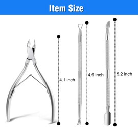 Cuticle Nippers and Cuticle Pusher Manicure Tools Set - Professional Stainless Steel Nail Cuticle Remover Cutter Clippers Tool for Gel Nail Art Fingernails Toenails, Spa