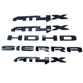 Side Door Rear Tailgate Letters Emblem Badge Replacement for 2023-2024 AT4X HD Sierra 6pcs (Gloss Black)
