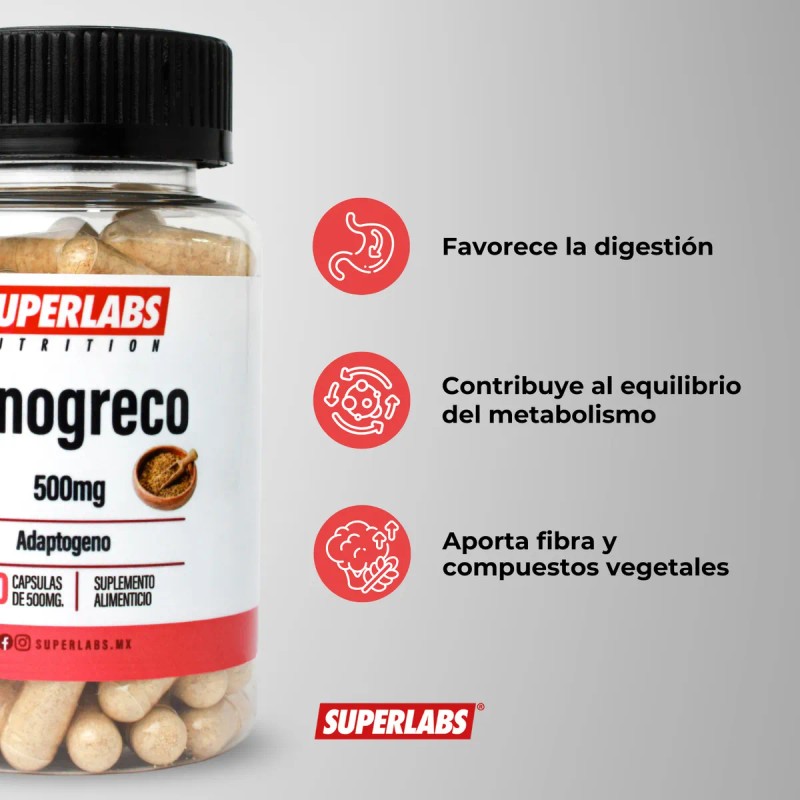 Fenogreco Superlabs Nutrition Cpsulas 500mg X 100 Libre Gluten Vegano