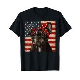 Frenchie Bow Dog Patriotic 4th of July Men Women Kids T-Shirt