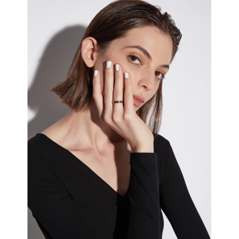 Zakk Rings Women Men Tungsten Rose Gold Front Ring Slim