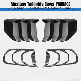 HAKA TOUGH Tail Light Lamp Cover+ Taillights Frame for Ford Mustang 2018 2019 2020 2021 Taillights Frame Trim Bezels Ring for Mustang Accessories Carbon Fiber Black 2PCS