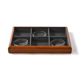 Oirlv Solid Wood 6 Grid Jewellery Trays, Stackable, Organiser for Jewellery, Jewellery Holder (Dark Grey)
