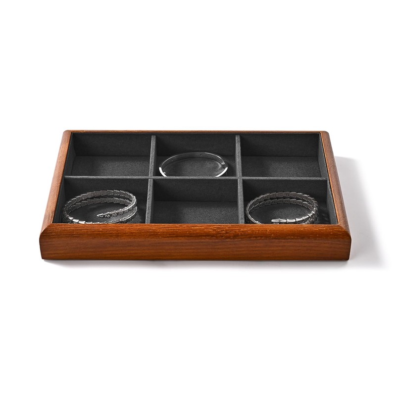 Oirlv Solid Wood 6 Grid Jewellery Trays, Stackable, Organiser for