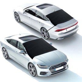 EcoNour Car Windshield Snow Cover Front and Rear Bundle | Upgraded 600D Oxford Fabric | Water, Heat & Sag-Proof Windshield Snow Cover | Back Window Frost Cover Fits Most Sedans, SUVs & Vans | XX-Large