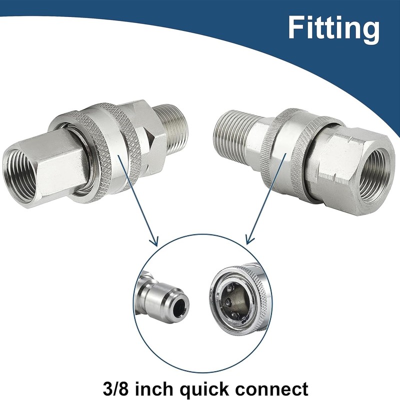 2 Sets NPT 3/8 Inch Pressure Washer Coupler Quick Connect