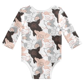 vvfelixl Baby Bodysuits Ink Pigs Long Sleeve Cotton Baby Clothes for Boys Girls 3-6Months Piglets
