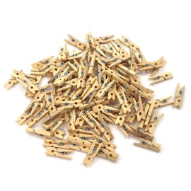 100 Small Cute Mini Decorative Pegs Clips Wooden Clothes Pegs Mini Pegs Natural Brown 3.5 cm (Natural-2.5 cm)