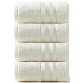 Artifi Bath Towels, 100% Cotton, Set of 4, Scandinavian Style, Thin, Quick Drying, Instant Absorption, Tenugui, Gift, Cotton, Large, Suitable for Home, Hotels, Work, Sports, Etc. Four Seasons (Cream
