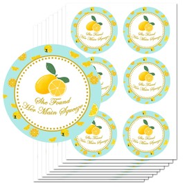 She Found Her Main Squeeze Lemon Bridal Shower Favor Stickers,Great for Party Favors, Envelope Seals and Goodie Bags,2 inches 180pcs.