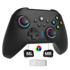 2.4G Wireless PC/Switch Controller with RGB Lighting/Programming Keys/Hall Joysticks/Hall Triggers/Vibrations,Three-Mode Switch Controller,Plug and Play Work for Windows PC, Android, Switch, Steam,TV
