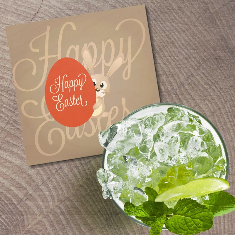 Unbranded Happy Easter Bunny With Egg 4'' X 4'' Square