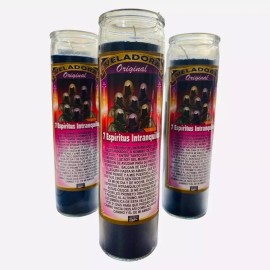 3x set, 7 Espiritus Intranquilos Veladora Negra, seven Intranquil Spirits Candle