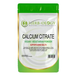 Herb-Ology Calcium Citrate Powder | 100g Calcium Supplement - 630mg Calcium Citrate per Serving | Non-GMO, Gluten, Dairy & Allergen Free | Manufactured in The UK