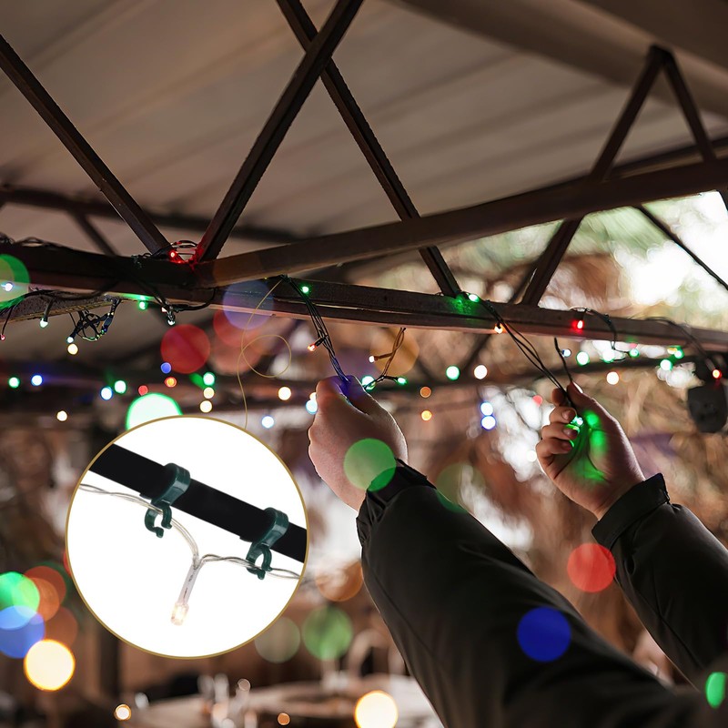 120 Pcs Christmas Light Clips Outdoor Hang Plastic Hook, Green