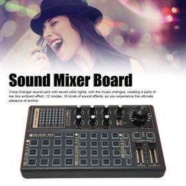 K300 Mixer Sound Mixer Board, Dual Channel Microphone Voice Changer Support for iOS, Android System, 16 Sound Effects, 12 Electric Sounds