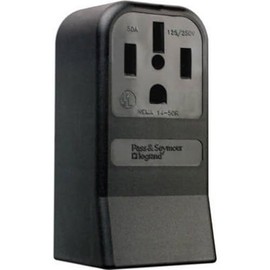 Legrand Pass & Seymour 3854CC6 50 Amp 125/250V 3 Pole 4 Wire Range Power Outlet Surface Receptacle, NEMA 14 50R, Black (1 Count)