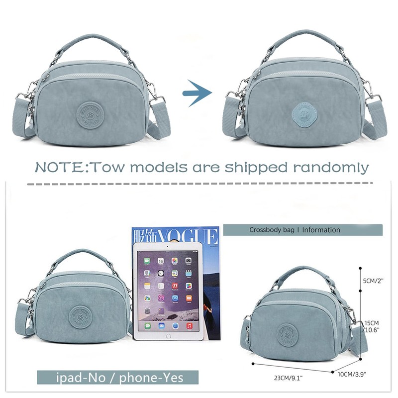 OPXTO-BoBo Lightweight Small Solid Color Crossbody shoulder bag, Nylon Multi-Pocket