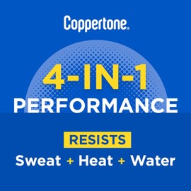 Coppertone Sport Sunscreen Lotion SPF 50, 4-in-1 Performance, Sweat and Water Resistant Face and Body Sunscreen Broad Spectrum SPF 30 UVA/UVB Protection, Oxybenzone Free, 207mL