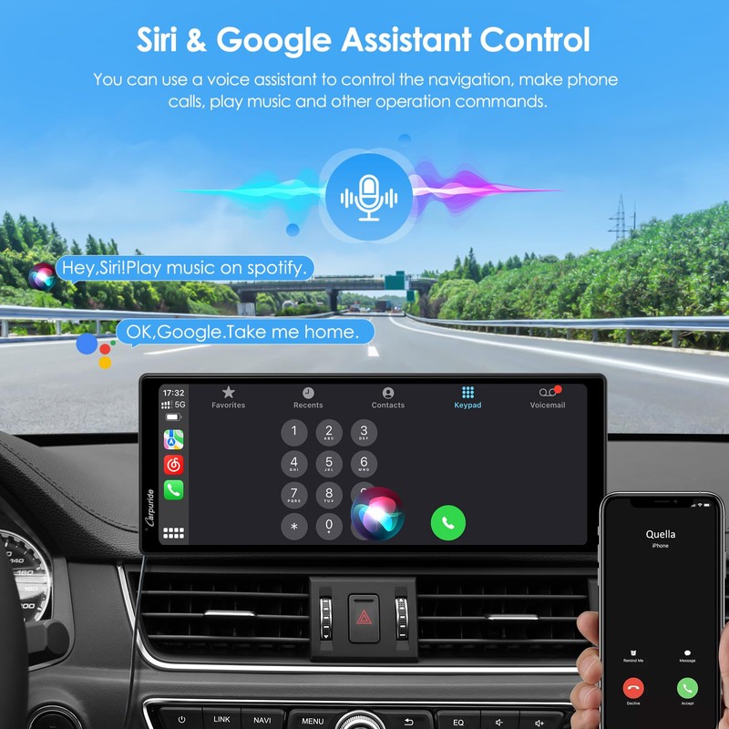 CARPURIDE 10.26 Inch Wireless/Wired Apple CarPlay, Android Auto and Mirror