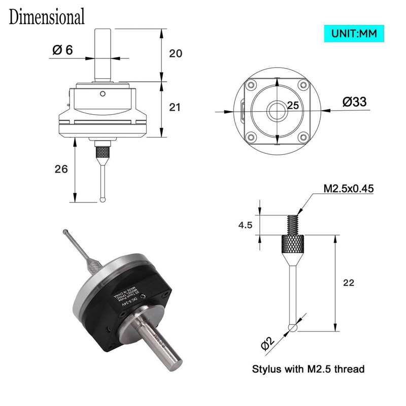 YIDOFENG CNC 3D Touch Probe Edge Finder,XYZ Coordinate Measuring Sensor
