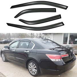Puermto 94960 Side Window Visor Wind Vent Deflector fit for 2008-2012 Honda Accord Sedan,4pcs Nice Looking Outside Mount Style Shade Sun Rain Guards Set