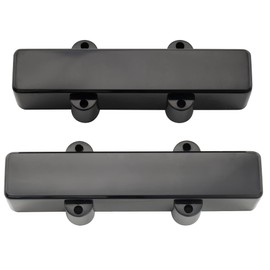 Musiclily Pro Plastic F91.6/R95mm Closed Jazz Bass Pickup Cover Pickup Caps Set for Fender J Bass, Black (Pack of 2)