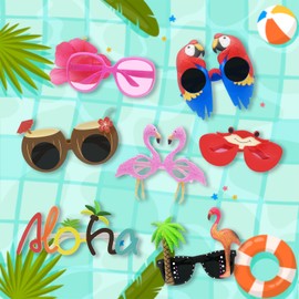 SEPTPARTY Funny Novelty Sunglasses - Tropical Hawaiian Luau Party Glasses Accessories - for a Silly Fun and Festive Look，Assorted 12 Pack