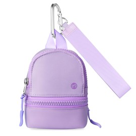 Babysun Mini Backpack Keychain Wristlet Pouch Small Change Coin Purse Cute Zipper Wallet With 3 RFID Card Slots For Women/Men Airpods Cosmetics (Purple)