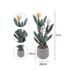 36 Inch Artificial Cactus, Tall Fake Big Cactus Potted Faux Cacti Plants Realistic Large Faux Cactus Plant for Home Office Store Garden Decor Housewarming Gift