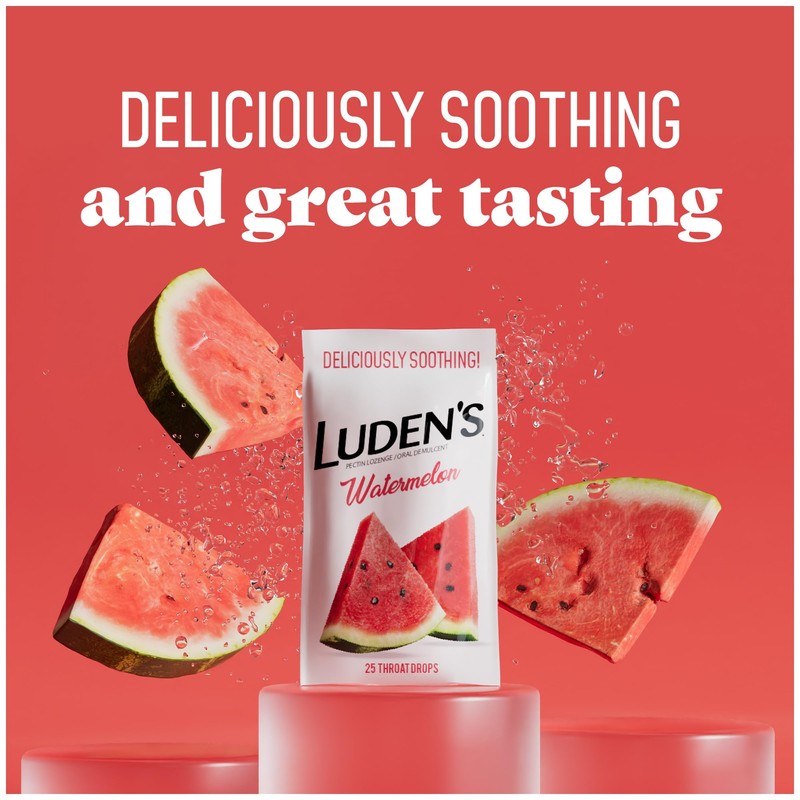 Luden's Watermelon Cough Throat Drops, Pectin Lozenge/Oral Demulcent, 25-Count per
