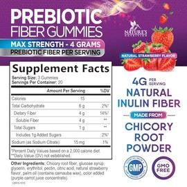Nature's Nutrition CleanEspresso Gomitas de fibra para adultos con inulina extrafuerte de 300 mg – Suplemento de fibra dietética natural para apoyo na