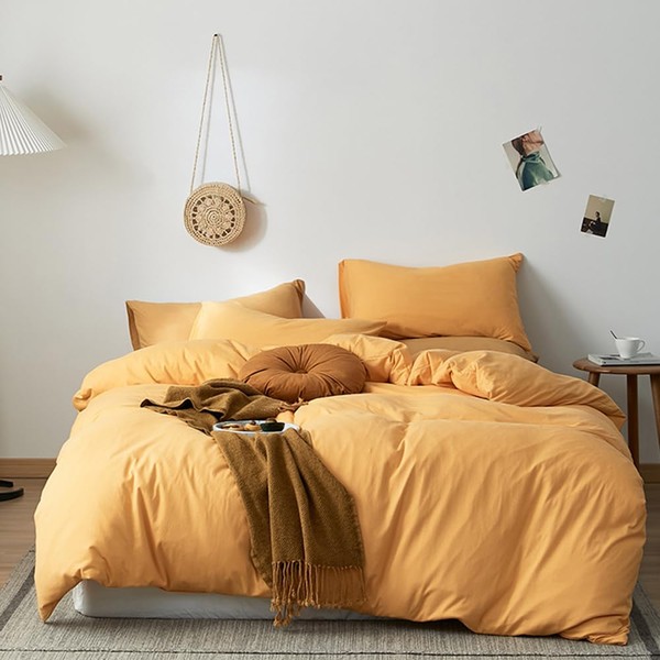 CLOTHKNOW Mustard Yellow Comforter Set King Dark Yellow Bedding Comforter