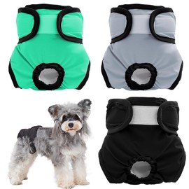 Pack of 3 Reusable Dog Nappies, Highly Absorbent Panties for Female Pets, Hygienic Washable Nappies for Female Dogs, Nappies for Female Dogs in Heat and Incontinence (S, Pattern 3)