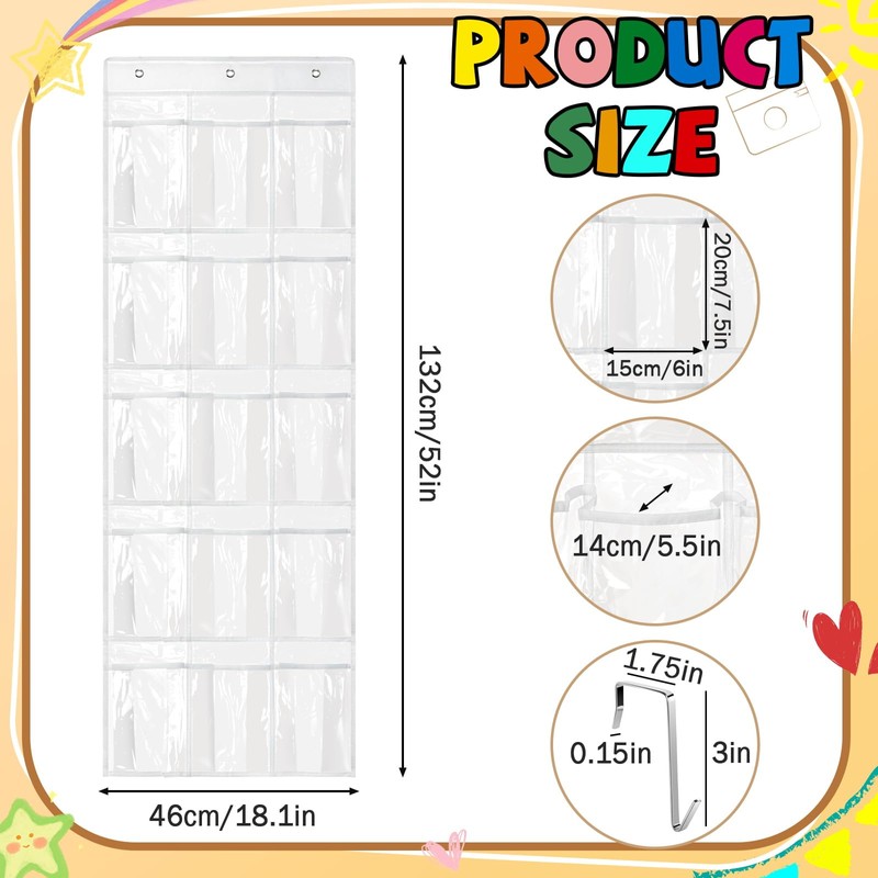 Headphone Storage Classroom Headphone Organizer 15 Pockets PVC Clear Organizer