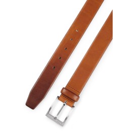 BOSS Men's Erron Sz35 Italian Leather Belt with Silver Clasp, m brown214