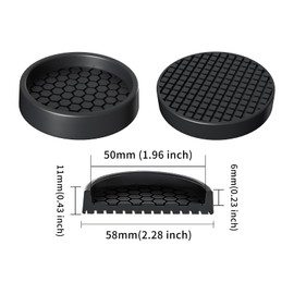 RCHYFEED Furniture Caster Cups - 16Pcs Round Coasters, 2" Non-Slip Castor Cups, Sofa Feet Pads, Thick Rubber - Prevent Moving or Rolling (Black)