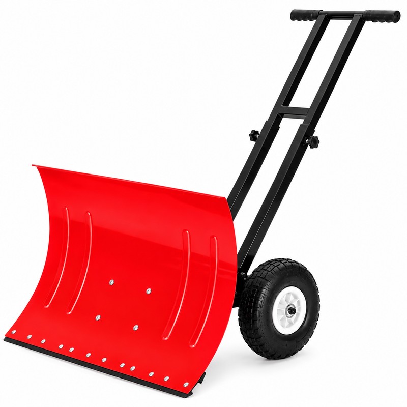 74cm Wheeled Snow Shovel for Driveways – 5-Position Adjustable Handle