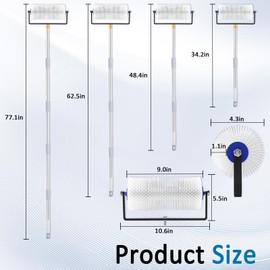 Spike Roller for Self Leveling Cement, 9 Inch Heavy-Duty Screed Spiked Roller with 34-77'' Adjustable Extension Pole – Complete Concrete Tool Kit w/Spike Shoes for Epoxy Flooring & Cement Leveling