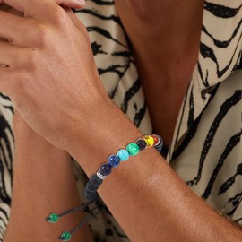 Branets 7 Chakra Beads Bracelet 8mm Natural Gemstones Bracelets Yoga Reiki Chakras Stone Bead Braided Bangle Adjustable Jewellery for Men and Women