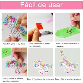 Kit de Pintura de Diamantes para Niñas, 15 Llaveros de Arte DIY con Caja de Almacenamiento, Juguetes de Manualidades Creativas para Niños y Niñas de 5 6 7 8 9 10 11 12 Años, Regalos de Cumpleaños y Navidad