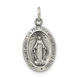 Auriga Fine Jewelry 925 Sterling Silver Antiqued Miraculous Medal Pendant (L- 20 mm, W- 10 mm)