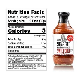 G Hughes Sugar Free Sweet Chili Sauce - Gluten Free Dipping Sauces, Sugar Free Sauce, Hot Sauce, Low Carb Red Chili Sauce, Spicy Chili Sauce - 18 oz (6 Pack)