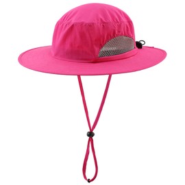 LLmoway Kids Wide Brim Breathable Adjustable Sun Hat for Girls Summer Outdoor Safari Sports Rose Red
