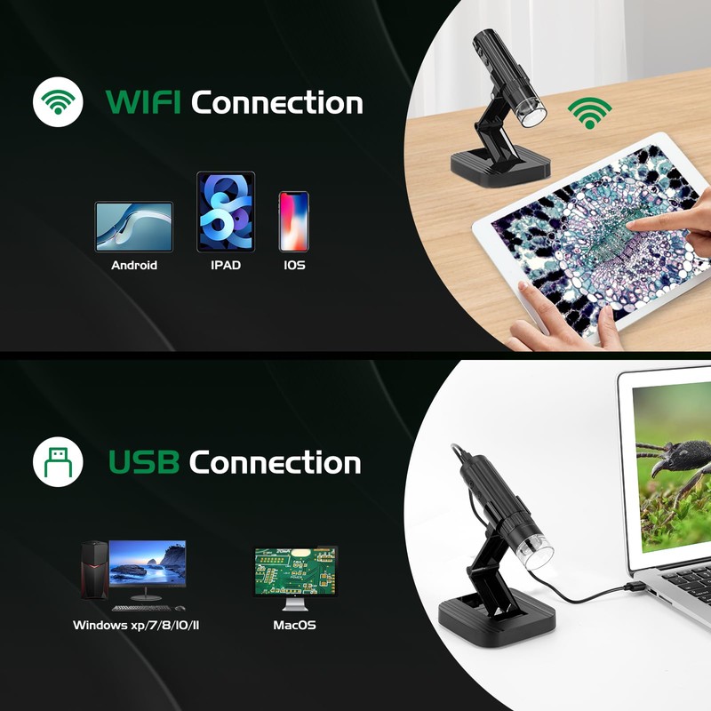 WADEO Digital Microscope, 1080P HD 50-1000X USB Microscope, Mini Microscope