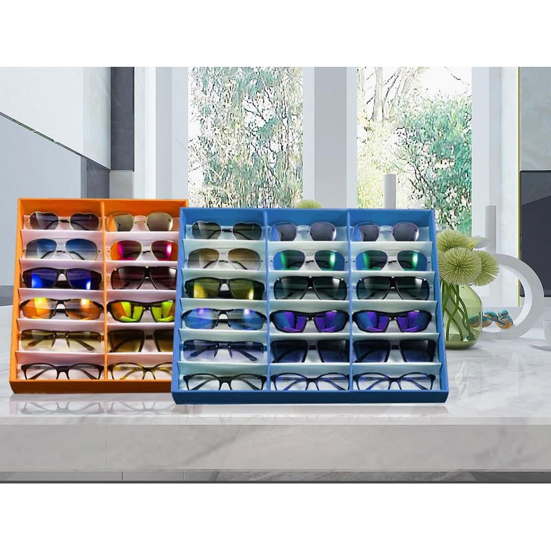 jiffordwind 18 Slot Sunglasses Organizer Box Stand Display Case/Tray, Snap