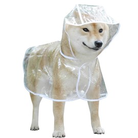 AmzBarley Raincoat Poncho for Dogs, Transparent, Solid, Lightweight, Breathable, Comfortable, Soft, Easy to Put on and Take Off, Dog Clothes, Outdoor, Rain Gear, Hat Included, Both Legs, Waterproof,